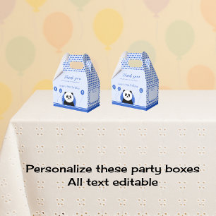 1st birthday panda blue party favor box
