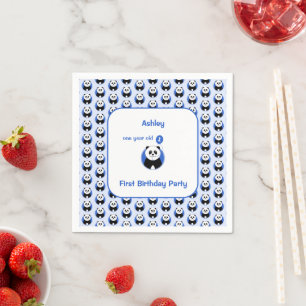 1st birthday panda kids party napkin