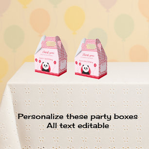 1st birthday panda red pink party favor box