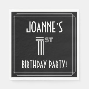 1st Birthday Party: Art Deco Style + Custom Name Napkin