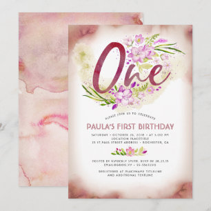 1st Birthday Party Birthday One Invitations