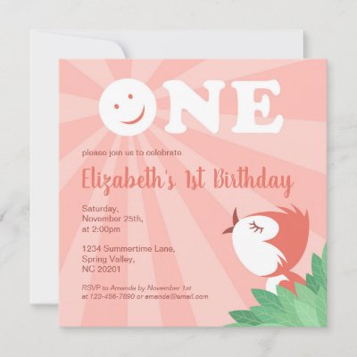 1st Birthday Party Cute Chick Bird Girl Summer