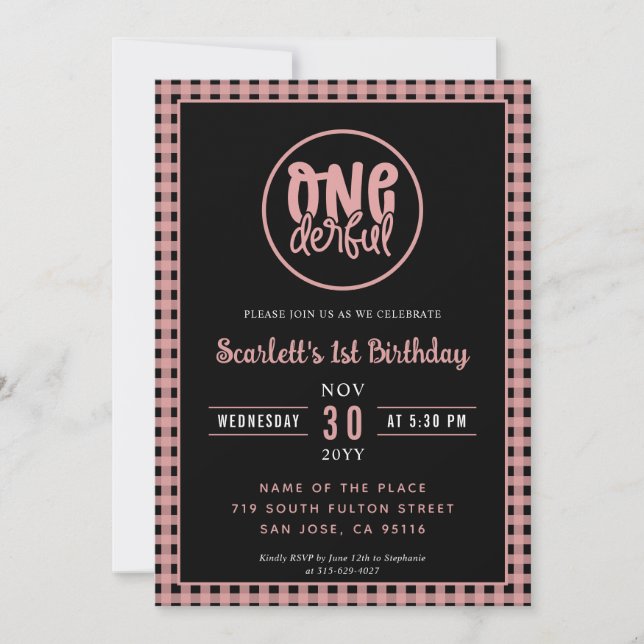 1st Birthday Party Cute Onederful First Birthday Invitation (Front)