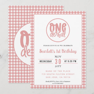1st Birthday Party Cute Onederful First Birthday Invitation