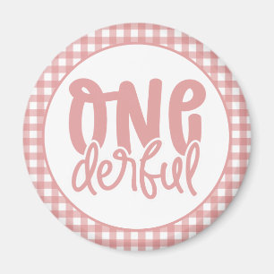 1st Birthday Party Cute Pastel Pink Onederful Magnet