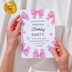 1st Birthday Party Invitation Card for girls 