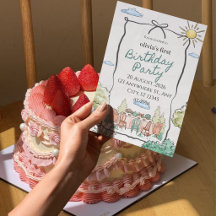 1st Birthday Party Invitation Card for girls 