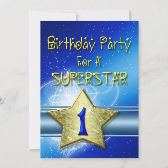 1st Birthday party Invitation for a Superstar. (Front)