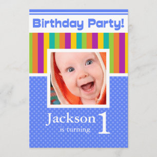 1st Birthday Party Invitations Fun Neon Boy