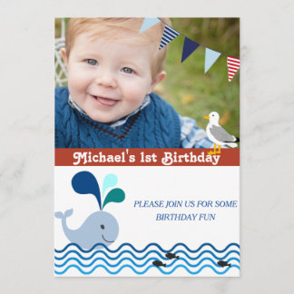 1st Birthday Party, Nautical Invitation