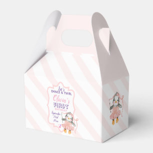 1st Birthday Party Penguin Ballerina Pink  Favour  Favor Box