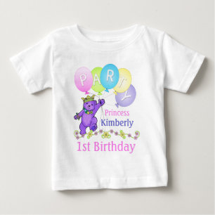 1st Birthday Party Princess Bear Baby T-Shirt