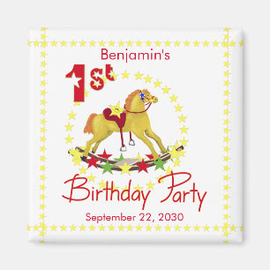 1st Birthday Party Rocking Horse Magnet