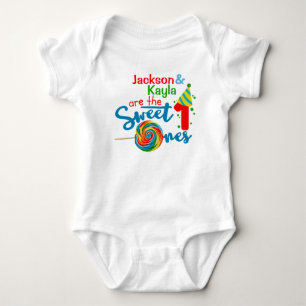 1st Birthday Personalized Baby Bodysuit for Twins