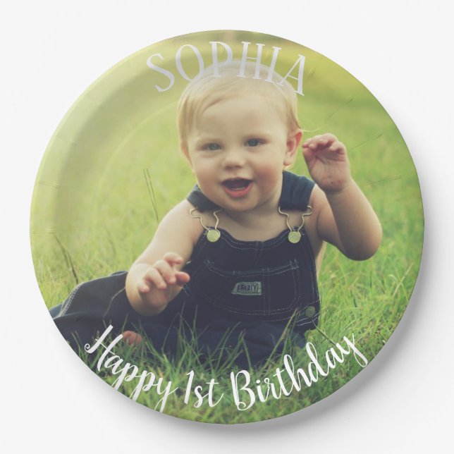 1st Birthday personalized Paper Plate (Front)