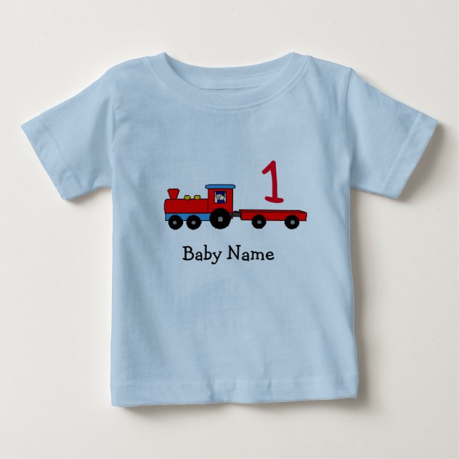 1st Birthday Personalized Train T-Shirt (Front)