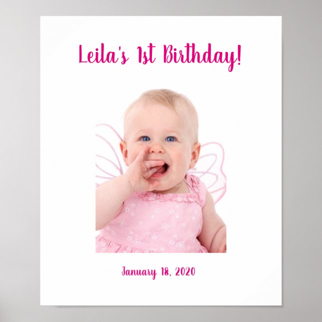 1st Birthday photo custom Sign In Party Board (Front)