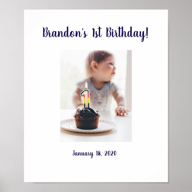1st Birthday photo custom Sign In Party Board (Front)