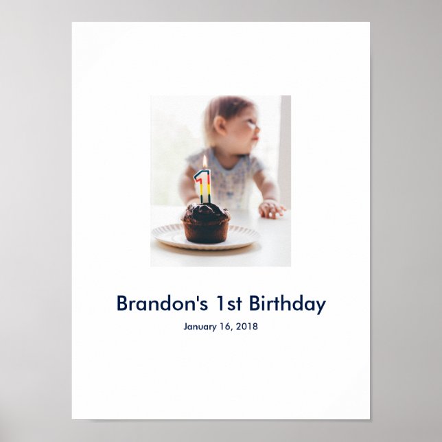 1st Birthday photo custom Sign In Party Board (Front)