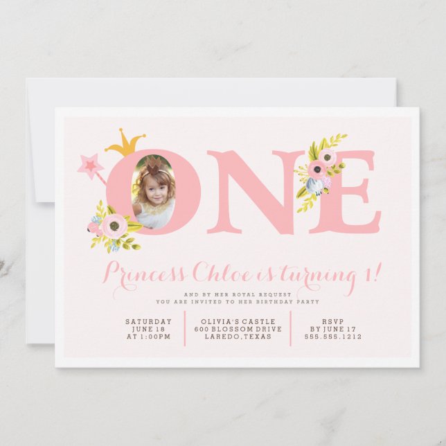 1st Birthday Photo Princess Party Invitation (Front)