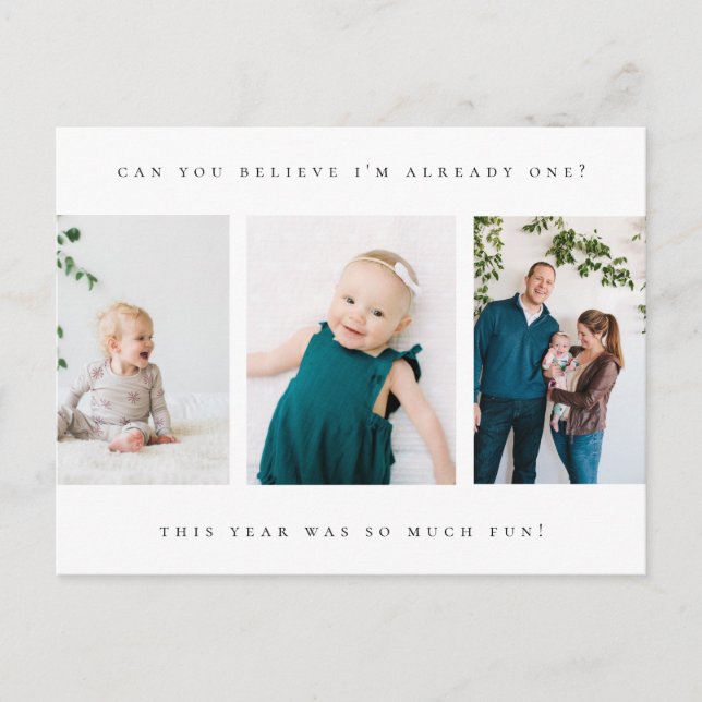 1st birthday photo thank you card (Front)