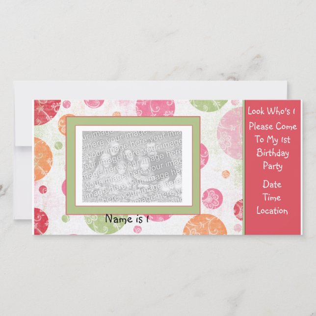 1st Birthday PhotoCard Invitation (Front)