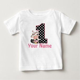 1st Birthday Pink Cow Personalized Shirt