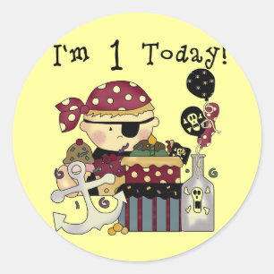 1st Birthday Pirate T-shirts and Gifts Classic Round Sticker