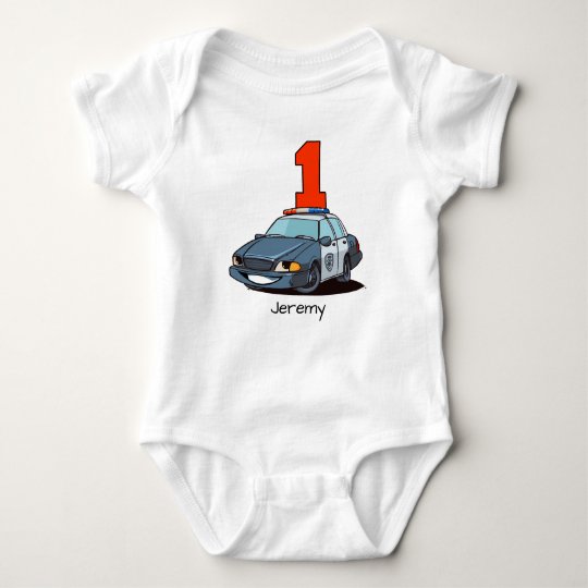 1st Birthday Police Car Baby Bodysuit