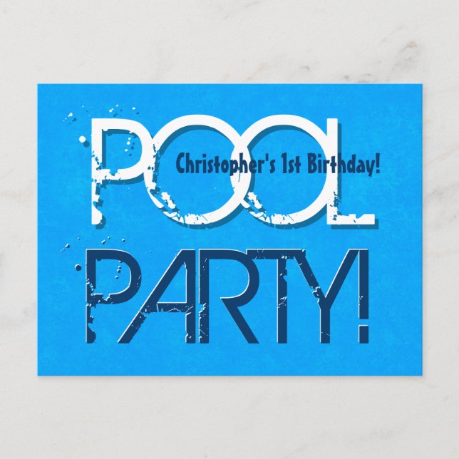 1st Birthday Pool Party Save the Date One Year Z01 Announcement Postcard (Front)