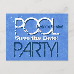 1st Birthday Pool Party Save the Date V001 Announcement Postcard