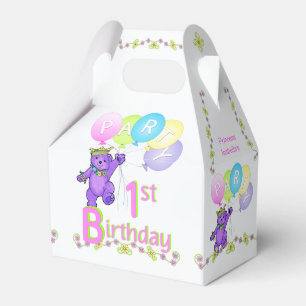 1st Birthday Princess Bear Custom Favor Box