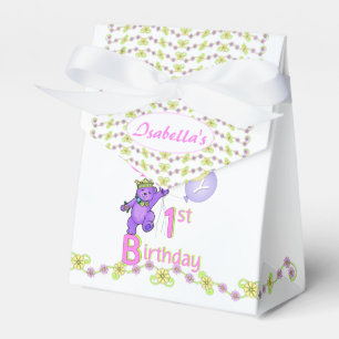 1st Birthday Princess Bear Custom Favor Box