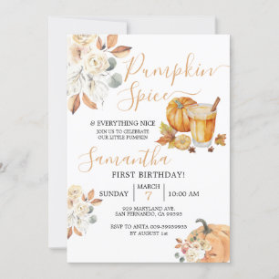 1st Birthday Pumpkin Spice and Everything Nice Invitation