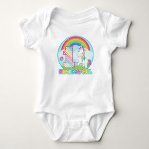 1st Birthday Rainbow Unicorn - Birthday Girl Baby Bodysuit