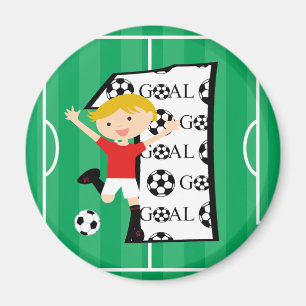 1st Birthday Red and White Soccer Goal Magnet