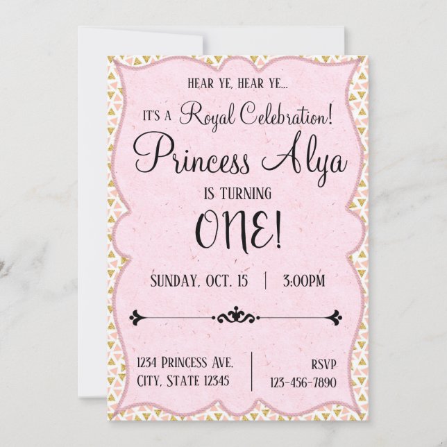 1st Birthday Royal Celebration Princess Invitation (Front)