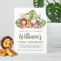 1st Birthday Safari Animals Cute Jungle Wild One
