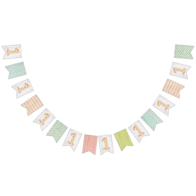 1st Birthday Shabby Chic Roses Rustic Wood Floral Bunting Flags (All)