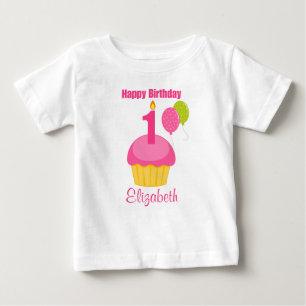 1st Birthday Shirt Pink Cupcake