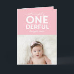 1st birthday simple onederful colorful typography card<br><div class="desc">1st birthday simple onederful colorful typography and photography first birthday card.</div>