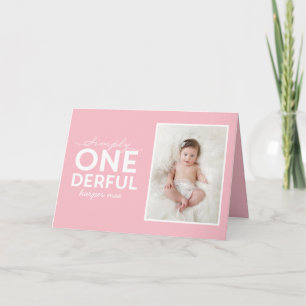 1st birthday simple onederful colourful typography card