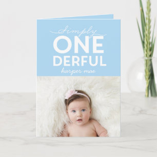 1st birthday simple onederful colourful typography card