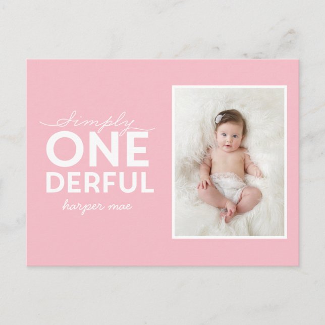 1st birthday simple onederful colourful typography postcard (Front)