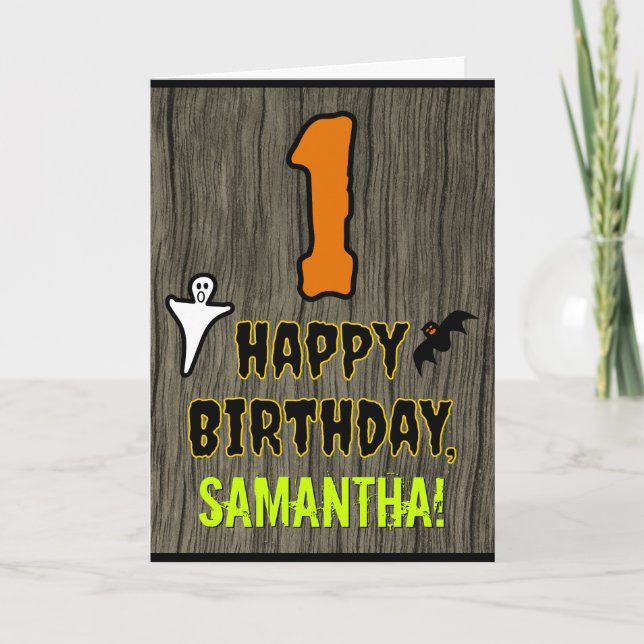 1st Birthday: Spooky Halloween Theme + Custom Name Card (Front)