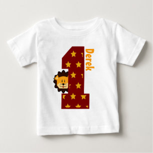 1st Birthday Stars and Lion One Year Old Baby T-Shirt