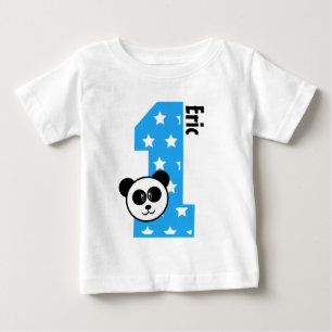 1st Birthday Stars and Panda One Year Old Boy V3 Baby T-Shirt