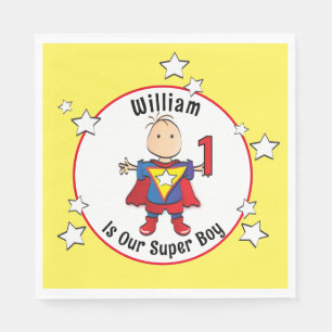 1st Birthday Super Boy Cartoon Party Napkin