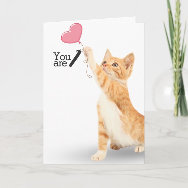 1st birthday tabby cat card (Front)