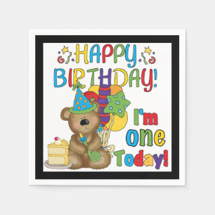 1st Birthday Teddy Bear Birthday Paper Napkins